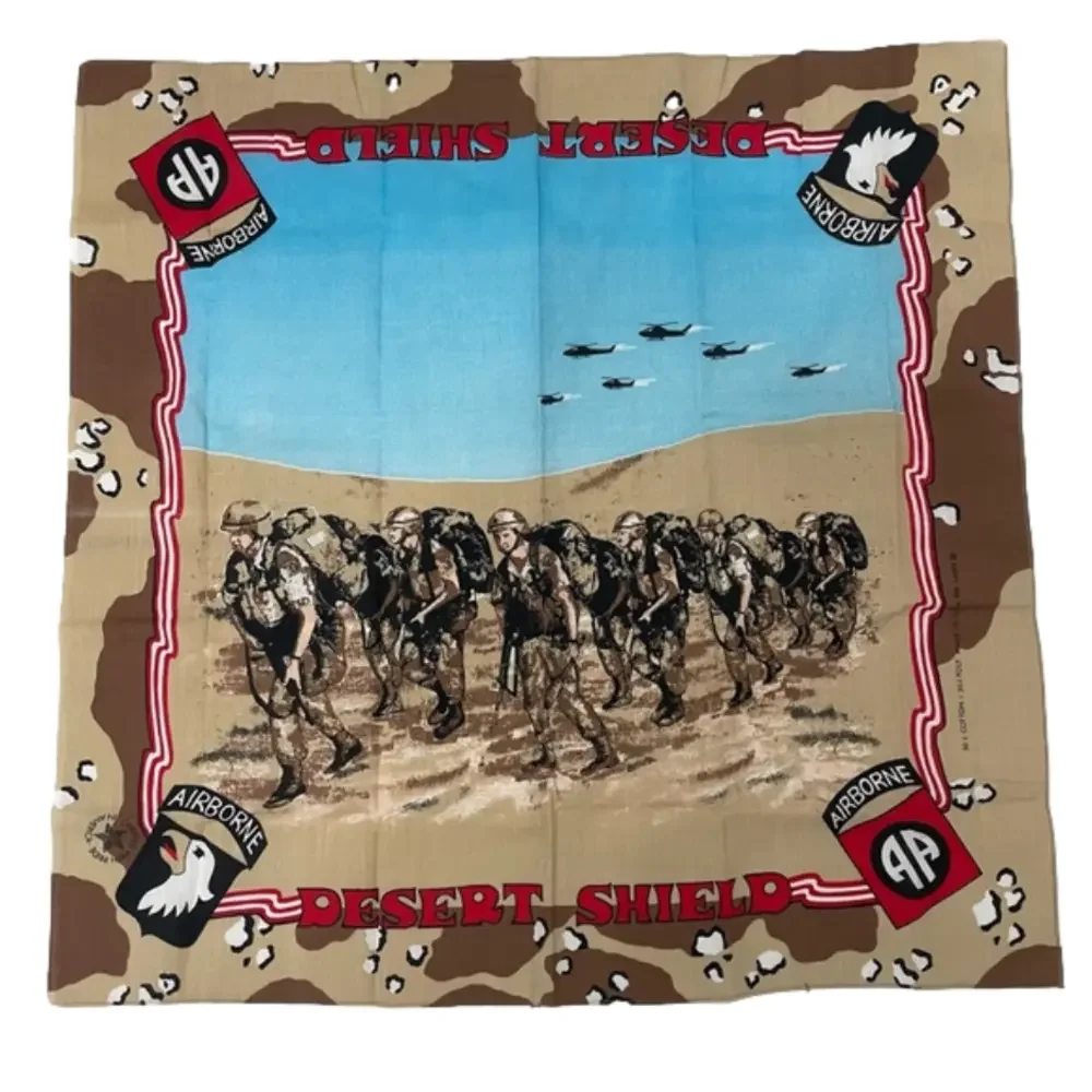 DESERT Shield Handkerchief Airborne Military Bandana Vintage U.S. Army 1990's - Picture 1 of 7